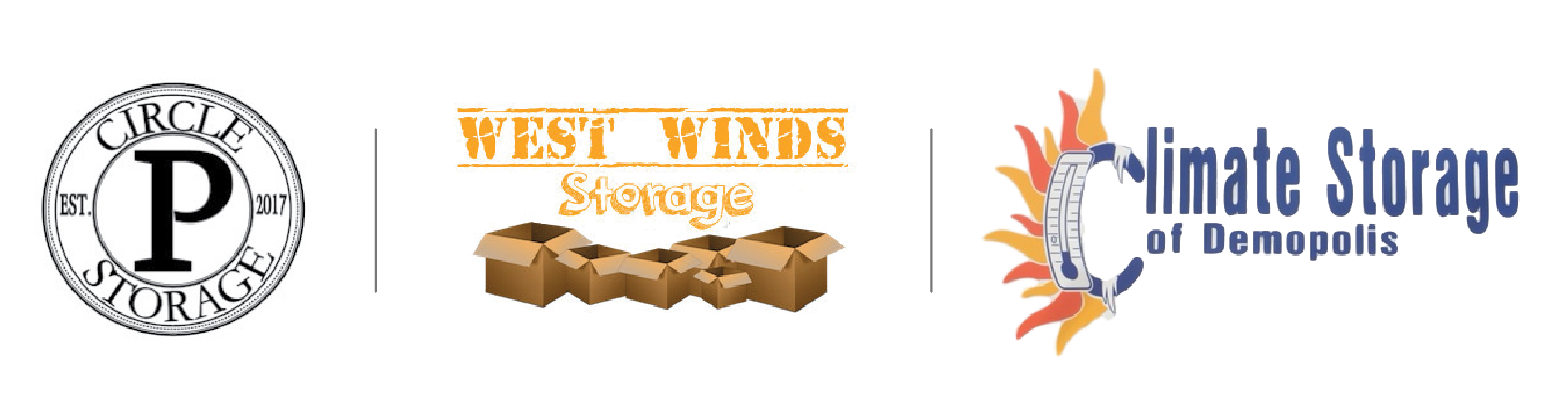Circle P, West Winds, and Climate storage of Demopolis logos