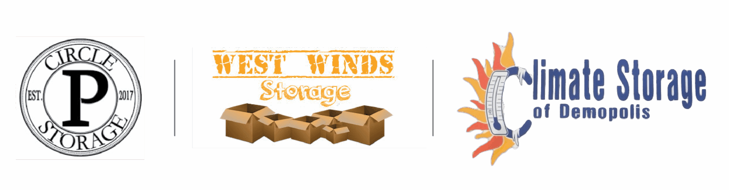 Circle P, West Winds, and Climate storage of Demopolis logos